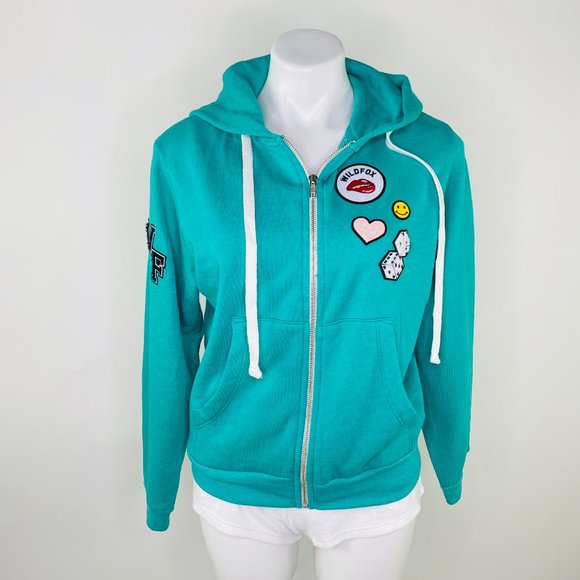 Wildfox Tops - WILDFOX Regan Embroidered Patch Zip Hoodie